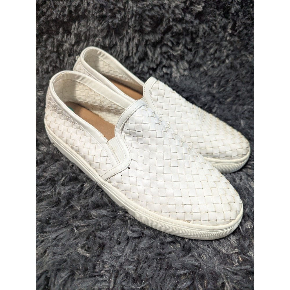 Steve Madden White Woven Slip-On Sneakers